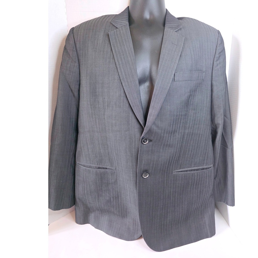 Gabbana Blazer Jacket Charcoal Grey Herringbone Two Button Sport Coat Approx 40R